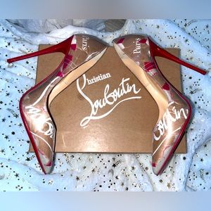 Christian Louboutin | PVC So Kate 120 | Never Worn | Tan and Red | Size 38